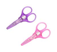 FUZVOL 2 Pack Small Sewing Scissors Portable Mini Stainless Steel Sharp Scissors with Cover Precision Detail Craft Scissor Set for Cutting Crafting Quilting Sewing Knitting Embroidery, Pink & Purple