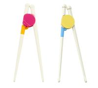 FUZVOL 2 Pairs Kids Training Chopsticks - Reusable Children's Learning Chopsticks, Easy to Use for Toddlers & Beginners, Pink & Yellow