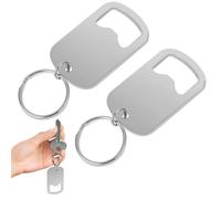 FUZVOL 2 Pcs Bottle Opener Key Ring Stainless Steel Beer Opener Small Bartender Beer Bottle Opener with Keychain for Bar, Home, Restaurant, Father's Day Gift