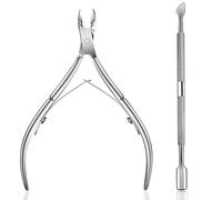 FUZVOL 2 PCS Cuticle Remover Tool Set Stainless Steel Cuticle Pusher and Cuticle Cutter Professional Cuticle Trimmer Nipper Durable Manicure Tools for Fingernails Toenails Care