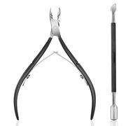 FUZVOL 2 PCS Cuticle Remover Tool Set Stainless Steel Cuticle Pusher and Cutter Professional Trimmer Nipper Durable Manicure Tools for Fingernails Toenails Care