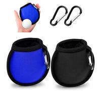 FUZVOL 2 PCS Golf Ball Cleaner Pouch Waterproof Golf Accesorries Washer Pocket with Carabiner Golf Ball Cleaner Bag Accesorries Golf Ball Dry-Clean Pocket Golf Gifts for Men（Blue+Blcak）