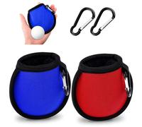 FUZVOL 2 PCS Golf Ball Cleaner Pouch Waterproof Golf Accesorries Washer Pocket with Carabiner Golf Ball Cleaner Bag Accesorries Golf Ball Dry-Clean Pocket Golf Gifts for Men(Blue+Red)