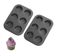 FUZVOL 2 PCS Muffin Trays,Carbon Steel Yorkshire Pudding Tray Muffin Pan Cupcake Tray,6 Cup Round Baking Mould for Cupcake,Yorkshire Pudding,Muffin&Meat Pie