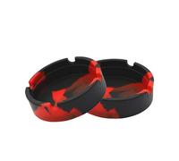 FUZVOL 2 Pcs Round Silicone Ashtrays,Heat Resistant Home Office Decoration Ashtrays,Unbreakable & Easy to Clean Ash tray for Indoor or Outdoor(Black and Red)