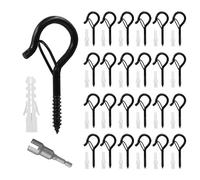 FUZVOL 24 PCS Screw Hooks,Hooks for Outdoor Lights,Christmas Light Hooks Q-Hanger Ceiling Wall Screw in Hooks with Safety Buckle,Screw Hooks for Hanging Cup,Utensils,Outdoor String,Wind Chimes