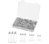 FUZVOL 250 Pieces 4 Sizes Safety Pins Assorted, Clothes Safety Pins Durable Small Medium Large Pin Rust-Resistant for Crafts Sewing Clothing Arts, Home Office, Silver-19mm/22mm/27mm/38mm