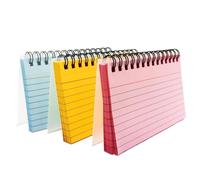 FUZVOL 3 Pcs/150 Sheets Flash Cards Multicolor Index Cards Coil Revision Flashcards Blank Spiral Memo Notebook for School Home and Office Note Taking