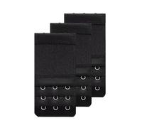 FUZVOL 3 PCS Bra Extenders,3 Hooks×3 Rows Girls Bra Extender Strap,Stainless Steel Hook Comfortable Stretchy Bra Extender Strap for Women(Black)