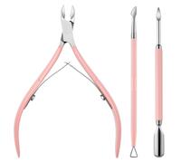FUZVOL 3 PCS Cuticle Remover Tool Set Stainless Steel Cuticle Pusher and Cutter Professional Cuticle Trimmer Nipper Durable Manicure Tools for Fingernails Toenails Care