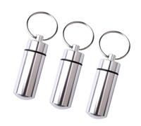 FUZVOL 3 Pcs Mini Portable Pill Box,Aluminium Pill Case,Keyring Metal Silver Medicine Container,Supplements Vitamins Pills Capsules Storage Holder for Travel Outdoor Camping