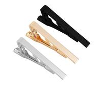 FUZVOL 3 PCS Tie Clips for Men,Classic Silver Black Gold Tie Pins Set,Long Styles Tie Bar Clip Necktie Accessories for Daily Life Wedding Business