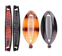 FUZVOL 4 PCS Banana Hair Clips,Black and Brown Decorative Ponytail Comb Clips for Women&Girls Fine and Thick Hair