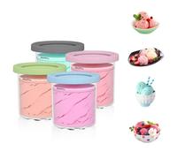 FUZVOL 4 Pcs Ice Cream Tubs for Ninja NC300s NC299AMZ Replacement Containers with Lids Compatible with Ninja CREAMi Ice Cream Maker NC299AMZ NC300UK NC300UKCP (Blue/Grey/Green/Pink)