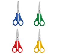 FUZVOL 4 Pcs Kids Children Safety Scissors,Plastic Handle Blunt Tip Steel Scissors with Cm Scale,for Office Home Art DIY Craft Scrapbooking Paper Cutting Projects,School Teaching Favor Supplies