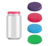 FUZVOL 4 pcs Silicone Beverage Can Lids,Standard Size Beer Coke Juice Energy Drink Can Covers,Food Grade Spill Leak Proof Drink Tops for Beach Camping,Fishing (4 Colors)