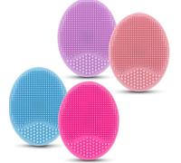 FUZVOL 4 PCS Silicone Facial Scrubber,Face Cleansing Brush,Facial Exfoliator Scrubber for Removing Ingrown Hair,Bumps,Blackhead and Pore.Dry Skin Relief and Anti Aging Deep Wash Tool (Color Random)