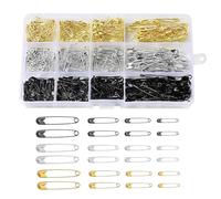 FUZVOL 540 Pieces 4 Sizes Safety Pins Assorted, Clothes Safety Pins Durable Small Medium Large Pin Rust-Resistant for Crafts Sewing Clothing Arts, Home Office,Gold,Silver,Black-19mm/22mm/28mm/38mm