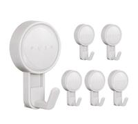 FUZVOL 6 Pack Suction Hooks, Heavy Duty Vacuum Suction Cup Hooks for Towel, Coat, Bathrobe Hanging