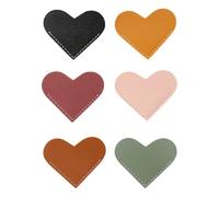 FUZVOL 6 Pcs Cute Handmade Heart Bookmarks,Leather Book Marks,Marks Making Book Accessories for Reading Lover,Book Reading Presents for Girls Kids Book Lovers