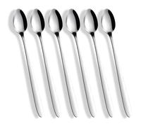 FUZVOL 6 Pcs Latte Spoons Stainless Steel Long Handle Iced Teaspoons Set 7.5”(19cm) Spoon for Cocktail Coffee Tea Cold Drinking Mixing Stirring