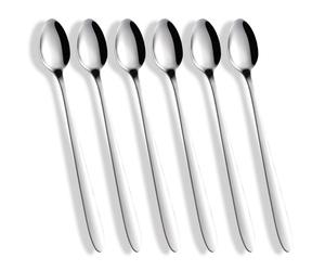 FUZVOL 6 Pcs Latte Spoons Stainless Steel Long Handle Iced Teaspoons Set 7.5”(19cm) Spoon for Cocktail Coffee Tea Cold Drinking Mixing Stirring