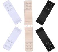 FUZVOL 6 Pieces Bra Extenders,2 Hooks×3 Rows Bra Strap Extension,3 Hooks×3 Rows Girls Bra Extender Strap,Stainless Steel Hook Comfortable Stretchy Bra Extender Strap for Women (3 Colors)