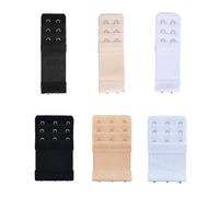 FUZVOL 6 Pieces Bra Extenders,2 Hooks×3 Rows Bra Strap Extension,3 Hooks×3 Rows Girls Bra Extender Strap,Stainless Steel Hook Comfortable Stretchy Bra Extender Strap for Women (3 Colors)