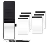 FUZVOL 8 PCS Pocket Notebook Set,Small A7 Notebook with Pen Loop,Leather Notebooks Holder with 7 Notepad(30 Lined Sheets) and 1 Metal Pen for Office School Taking Notes