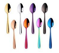 FUZVOL 8 Pcs Teaspoons Set 5.5 Inch/14 CM Colorful Tea Spoons Stainless Steel Cappuccino Espresso Dessert Spoons Small Coloured Coffee Spoons for Restaurant Bar Kitchen