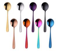 FUZVOL 8 Pcs Teaspoons Set Colorful Tea Spoons Stainless Steel Cappuccino Espresso Dessert Spoon Small Coloured Coffee Spoons for Restaurant Bar Kitchen