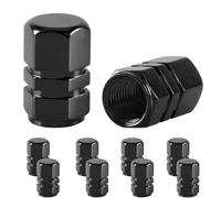 FUZVOL 8PCS Dust Caps Aluminium Alloy Tyre Valve Caps Leak-Proof Wheel Caps Universal Metal Tire Covers with Seal Ring for Car Truck Bike Motorcycle（Black）
