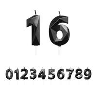FUZVOL Birthday Cake Candles, Black Number 16 Candle,Cake Topper Decorations