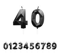 FUZVOL Birthday Cake Candles, Black Number 40 Candle,Cake Topper Decorations