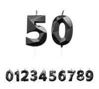 FUZVOL Birthday Cake Candles, Black Number 50 Candle,Cake Topper Decorations