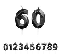 FUZVOL Birthday Cake Candles, Black Number 60 Candle,Cake Topper Decorations