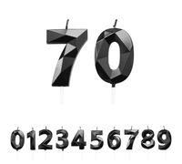 FUZVOL Birthday Cake Candles, Black Number 70 Candle,Cake Topper Decorations