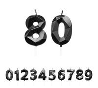 FUZVOL Birthday Cake Candles, Black Number 80 Candle,Cake Topper Decorations