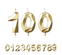 FUZVOL Birthday Cake Candles, Gold Number 100 Candle,Cake Topper Decorations