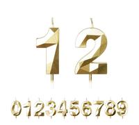 FUZVOL Birthday Cake Candles, Gold Number 12 Candle,Cake Topper Decorations