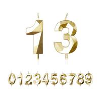 FUZVOL Birthday Cake Candles, Gold Number 13 Candle,Cake Topper Decorations