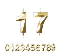 FUZVOL Birthday Cake Candles, Gold Number 17 Candle,Cake Topper Decorations