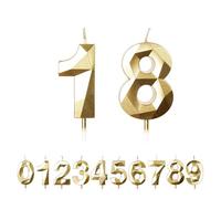 FUZVOL Birthday Cake Candles, Gold Number 18 Candle,Cake Topper Decorations