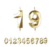 FUZVOL Birthday Cake Candles, Gold Number 19 Candle,Cake Topper Decorations