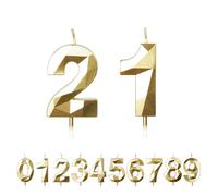 FUZVOL Birthday Cake Candles, Gold Number 21 Candle,Cake Topper Decorations