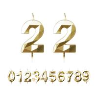FUZVOL Birthday Cake Candles, Gold Number 22 Candle,Cake Topper Decorations