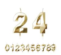 FUZVOL Birthday Cake Candles, Gold Number 24 Candle,Cake Topper Decorations