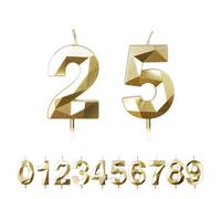 FUZVOL Birthday Cake Candles, Gold Number 25 Candle,Cake Topper Decorations