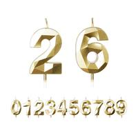 FUZVOL Birthday Cake Candles, Gold Number 26 Candle,Cake Topper Decorations
