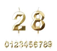 FUZVOL Birthday Cake Candles, Gold Number 28 Candle,Cake Topper Decorations